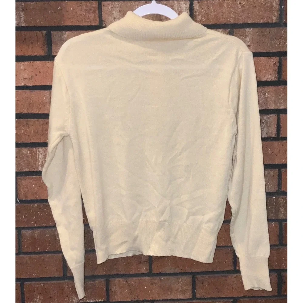 Vintage Collections‎ Cream Mock Neck Button Placket Knit Sweater Long Sleeve 71